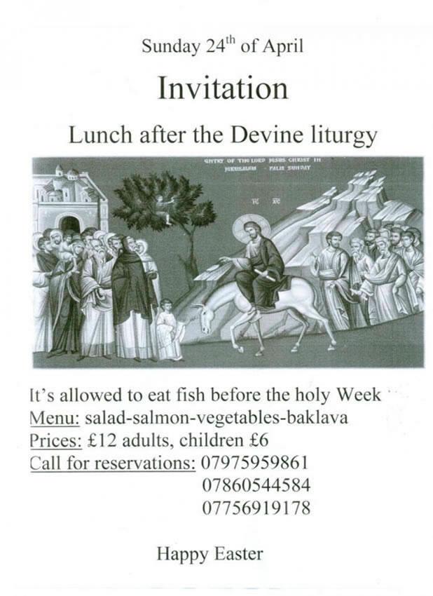 Lunch on the 24th-Palm Sunday at the hall of the Greek church